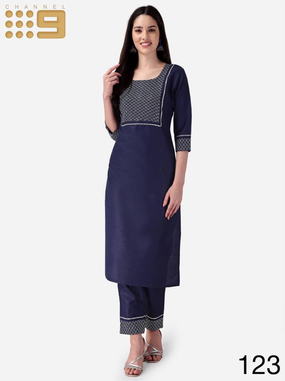 Channel 9 Series 121 To 125 Wholesale Cotton Kurti With Bottom